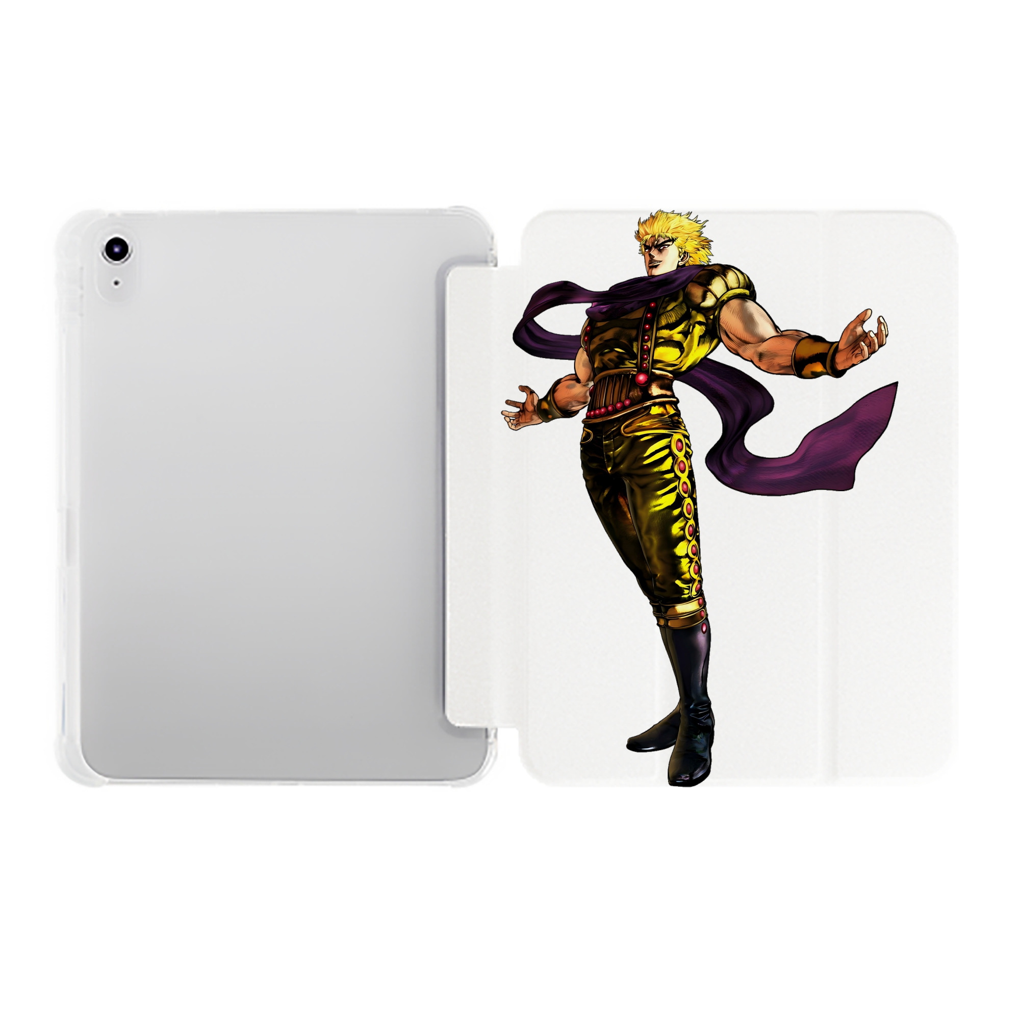 （画像用） ジョジョの奇妙な冒険 ディオ?ブランドー JoJo's Bizarre Adventure Dio Brando IPad ケース ペン収納付き 三つ折りスタンド PUレザー×シリコン 対応機種9.5/10.5/10.9インチ